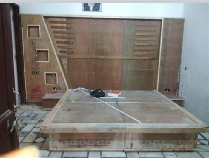 Bed headboard under construction