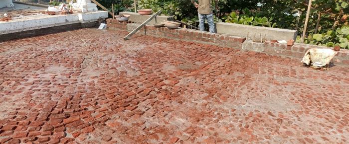 Brick soling laid across a floor area