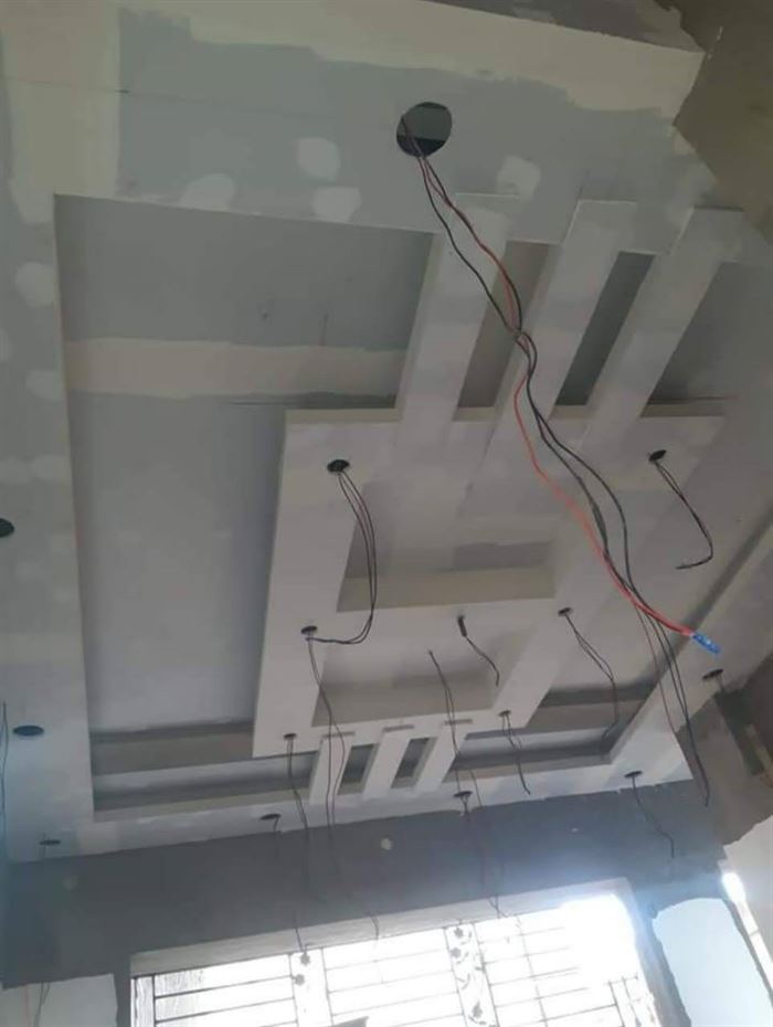 False ceiling being boxed and levelled